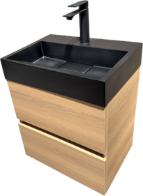 Малък шкаф за баня дървесен с черен мат мивка Tito 50 Arlington B